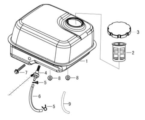 OUTLET SUBASSEMBLY, FUEL TANK OIL