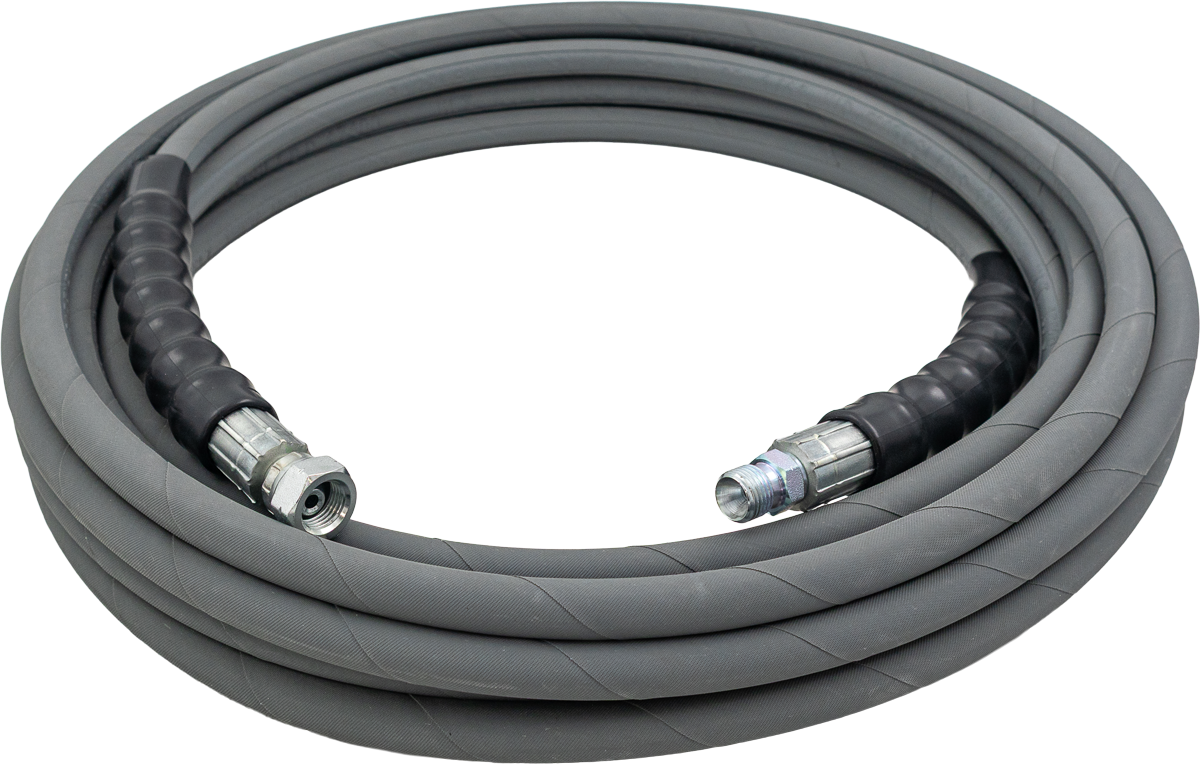 1/4" R2 2 Wire Hose - Grey - 5,800 PSI - Lenflex [Was 165 R2J200 10ML 1/4FS X 1/4M]