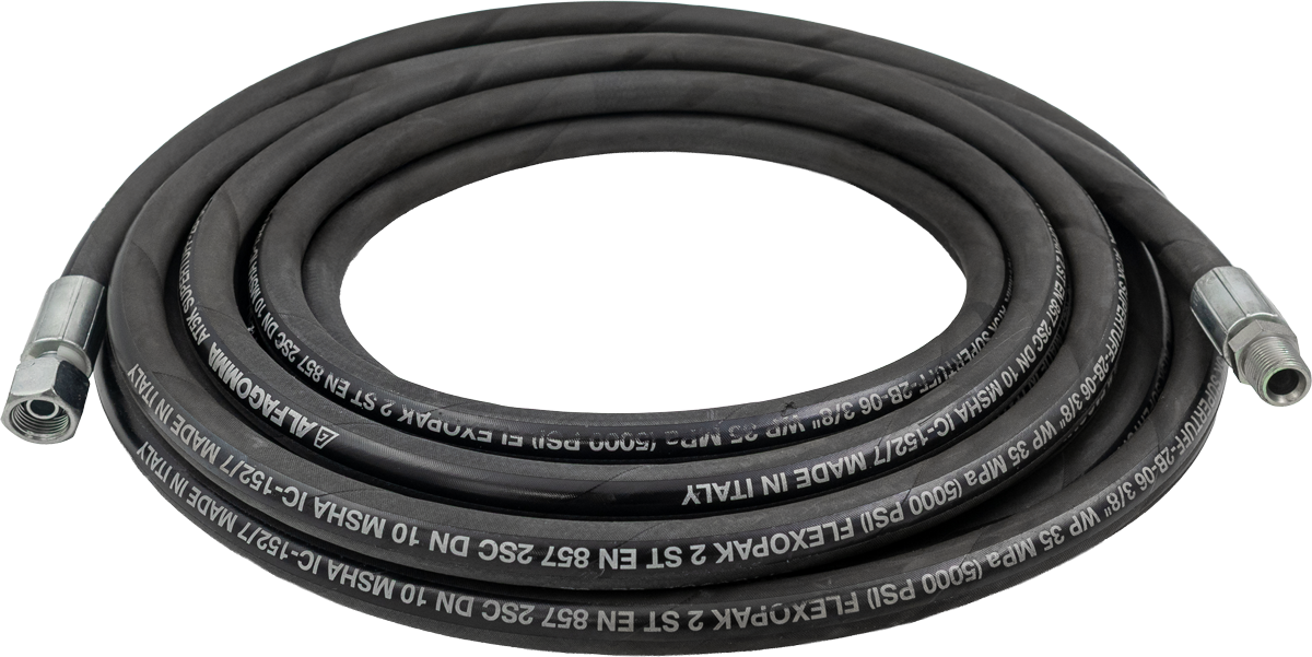 3/8" R2 2 Wire Mining Hose - Black - 4,000 PSI - Alfagomma Supertuff