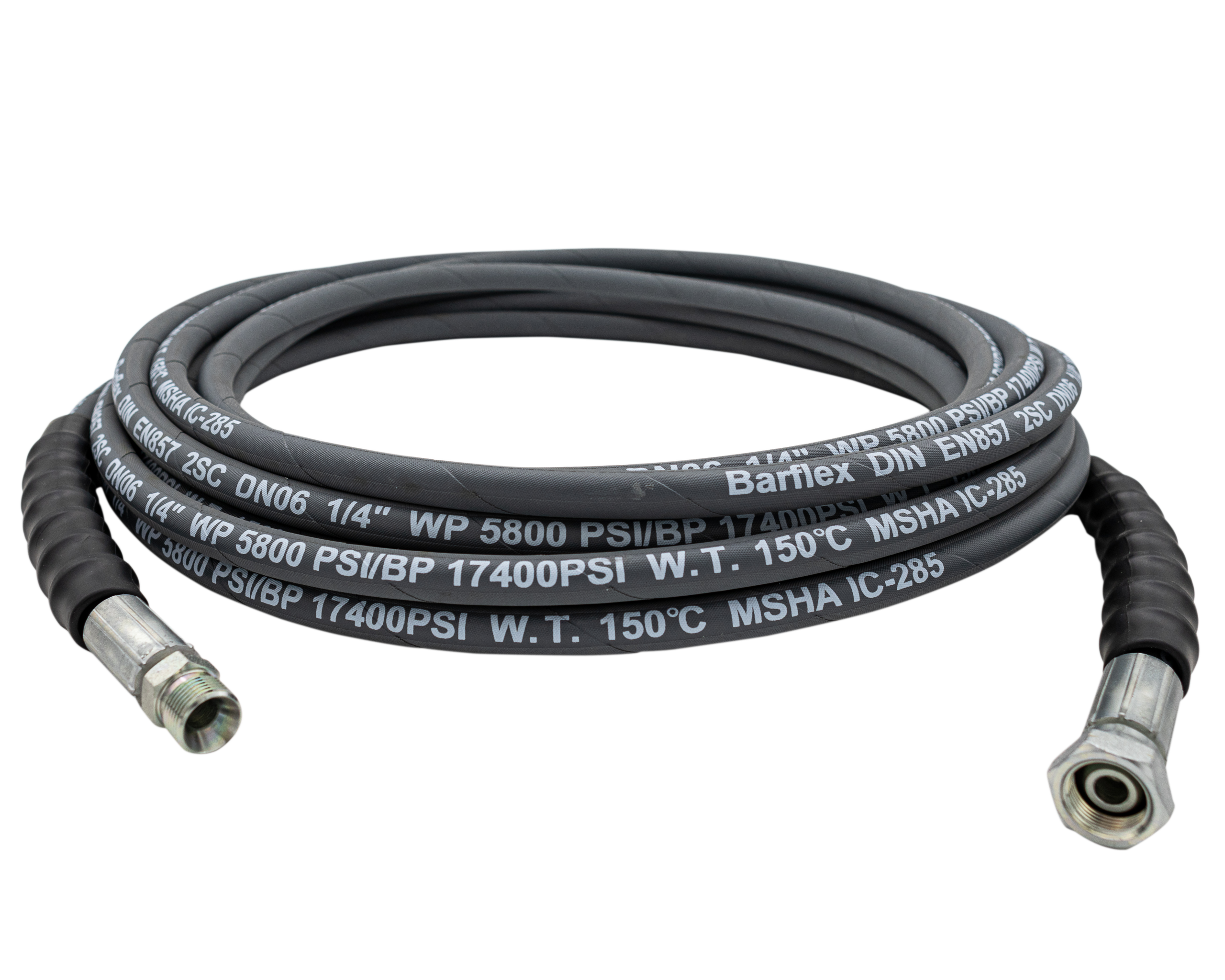 1/4" R2 2 Wire Hose - Grey - 5,8000 PSI - Lenflex[Was 165 R2J200 10ML 3/8FS X 3/8M] [165 R2J200 10ML 3/8MX3/8FS]
