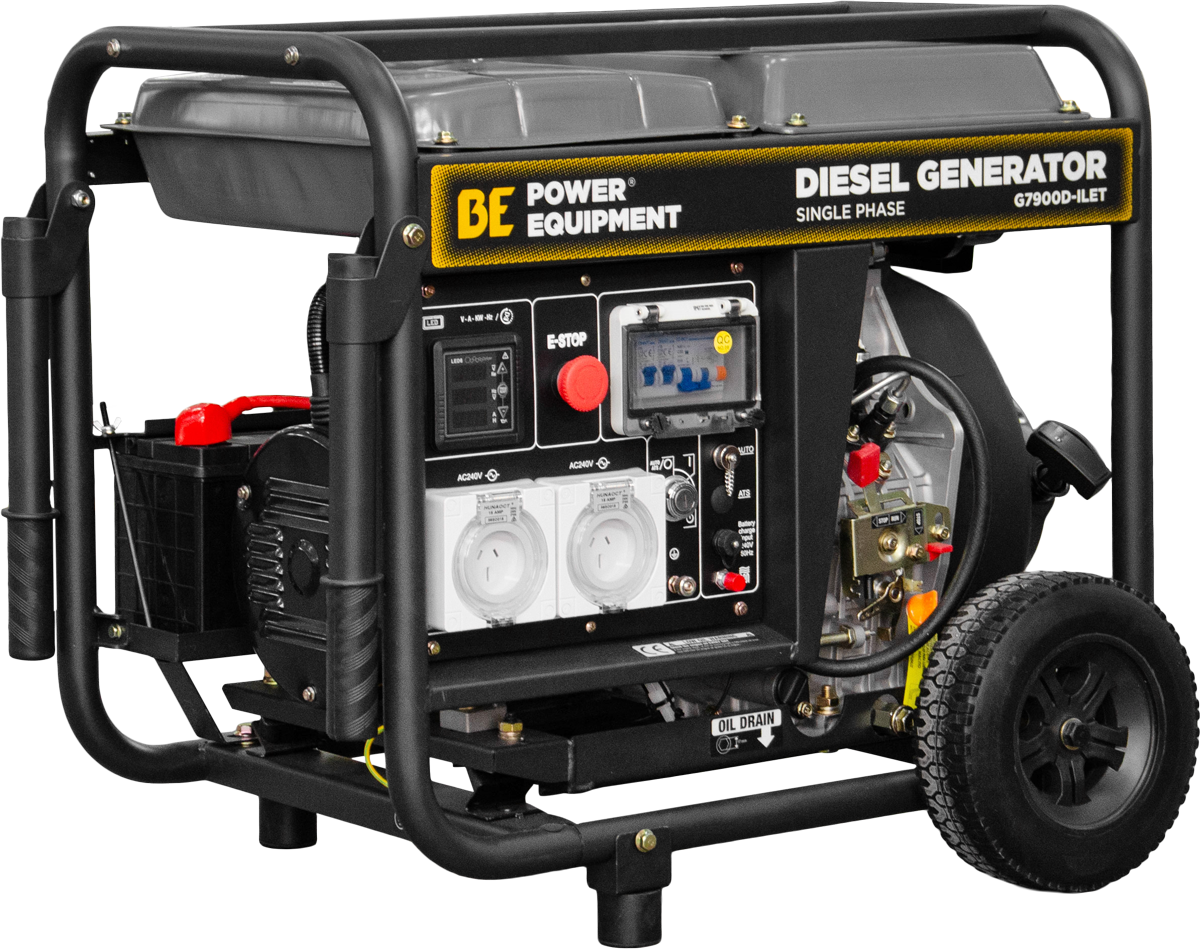 BE 7.9kVA Single Phase Open Frame Diesel Generator w/RCD [123 G7900D-ILET]