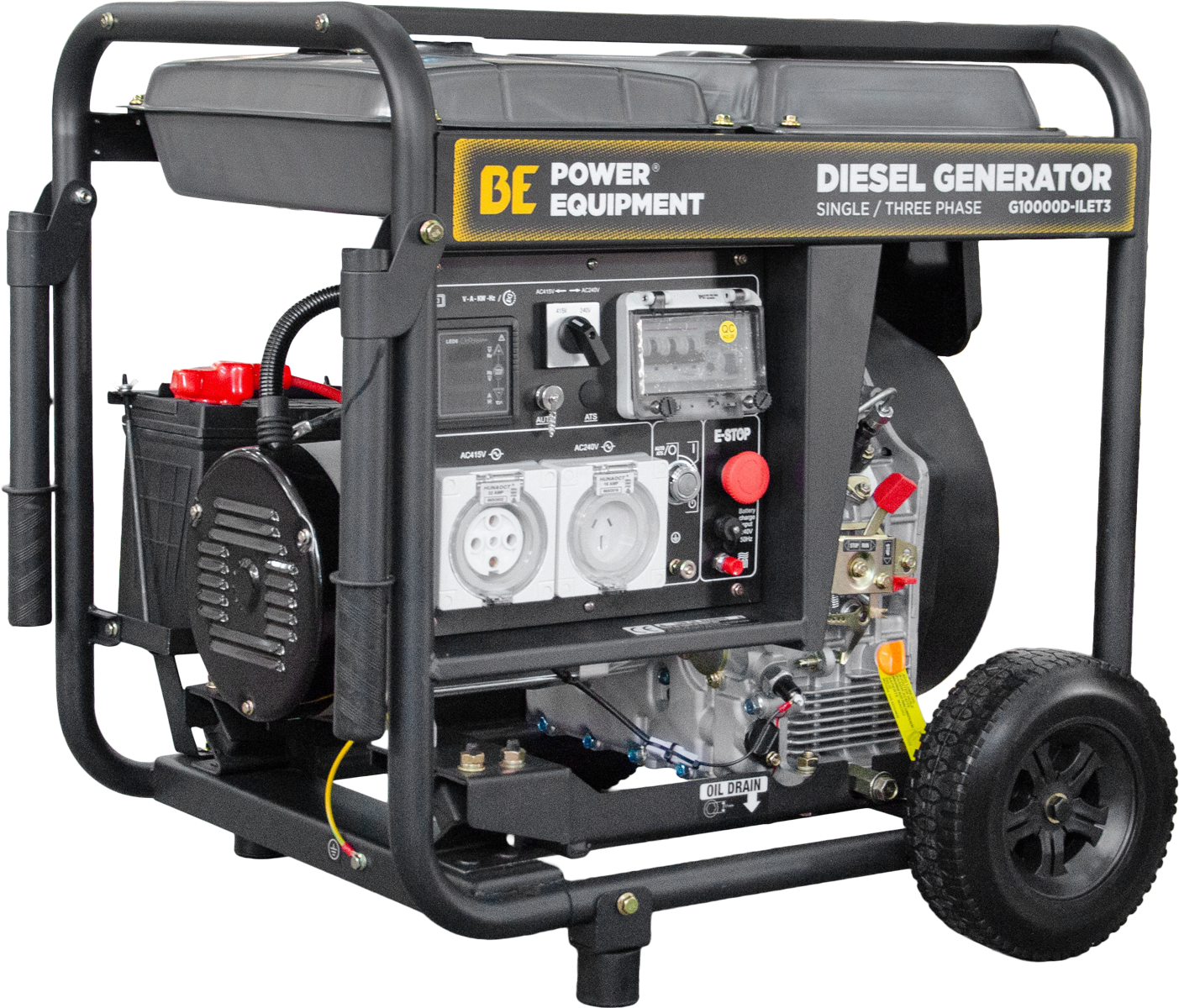 BE 10kVA 3-PH / 1-PH Open Frame Diesel Generator w/RCD [123 G10000D-ILET3]