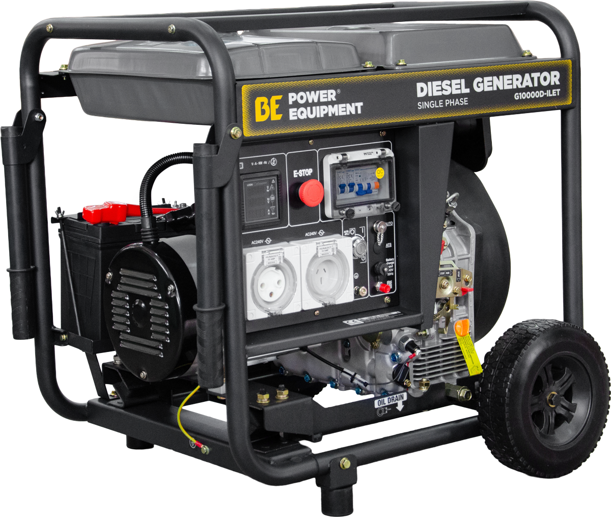 BE 10kVA Single Phase Open Frame Diesel Generator w/RCD [123 G10000D-ILET]
