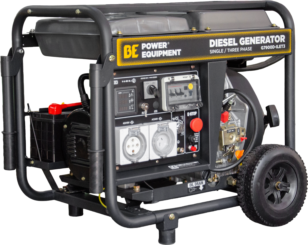 BE 7.9kVA 3-PH / 1-PH Open Frame Diesel Generator w/RCD [123 G7900D-ILET3]