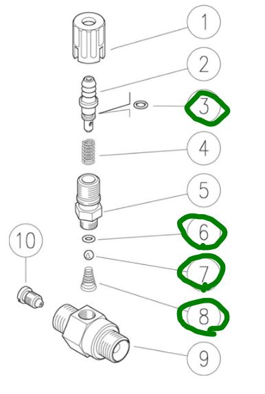 Spares kit – Adjustable Injector 4x1 pcs (7/32") [145 21.0152.24]