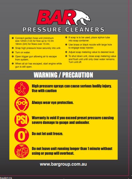 Pressure Cleaner Sticker[SIL 85.609.006 BAR]