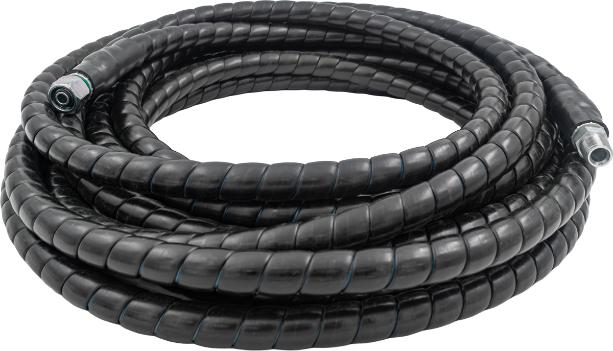 3/8″ 2 Wire Spiral Wrap Hose – Black Cover – Blue Hose – 5,800 PSI [165 R2AJPTB 3/8 10M]
