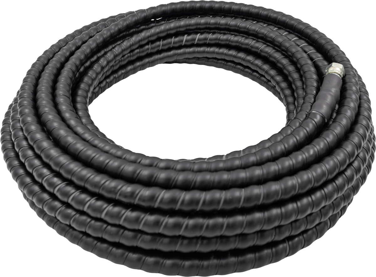 3/8″ 2 Wire Spiral Wrap Hose – Black Cover – Grey Hose – 5,800 PSI [165 R2J400 10MW 3/8MX3/8FS]