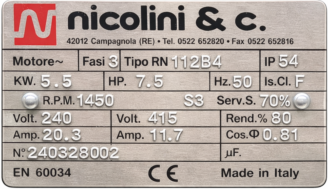 Nic 5.5kW B3/B14 [165 T41125/534BC2KO]