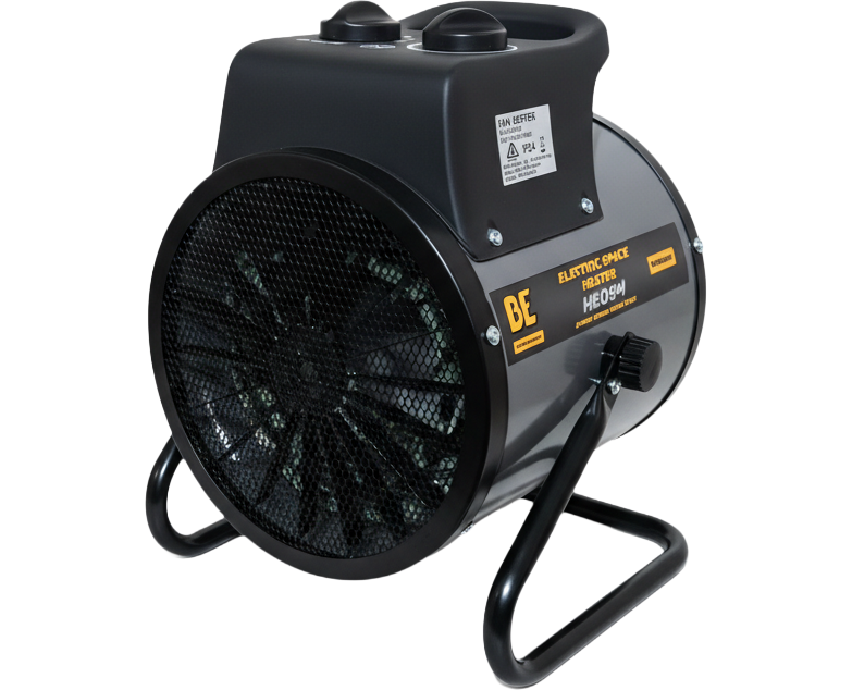 BE Fan Forced Electric Heater 2 Stage Up to 2.4kW 240V 10A 229m3/h 30m2 With Handle [PIN HE024]