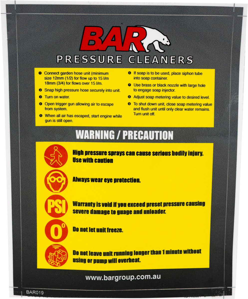 Warning Label BAR Large [SIL 85.609.005 BAR]