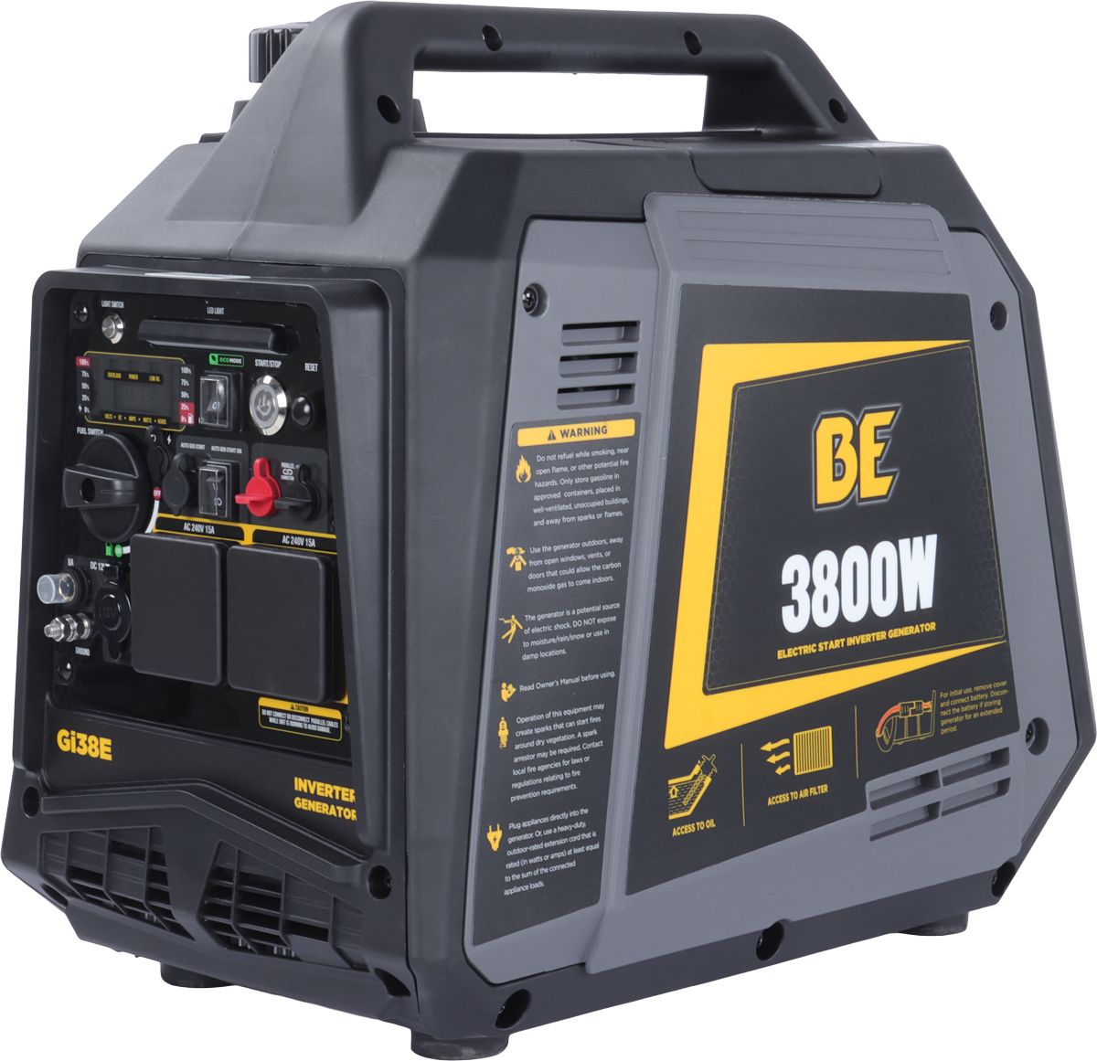 3,800W Pure Sign Wave Digital Inverter Generator - Electric, Remote & 2-Wire Start [123 GI38E]